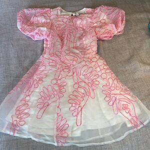 Hello Molly Pink and White Patterned Mini Dress